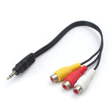 3,5 mm Mini AV mannelijk naar 3 RCA vrouwelijk audio-video-kabelstereo-aansluiting adapterkabel