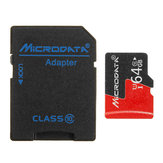 Microdata 64GB C10 U1 Micro TF-Speicherkarte mit Kartenadapterkonverter für TF zu SD