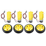 4 Pairs Smart Car Robot Plastic Tire Wheel with DC 3-6V Gear Motor for Arduino TT Motor + Tires for Home DIY