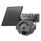 Caméras solaires 3MP 4G avec WiFi sans fil pour l'extérieur, surveillance d'animaux avec vue à 360°, caméra de sécurité PTZ camouflage