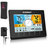 ELEGIANT EOX-9938 US °F Digitales Innen-Außenthermometer Hygrometer Monitor Sensor Automatische Zeit LCD Farbdisplay Wettervorhersage Schlummerfunktion 4 Stufen Hintergrundbeleuchtung Wecker