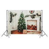 7x5ft White Fireplace Christmas Tree Photography Backdrop Studio Prop Background 