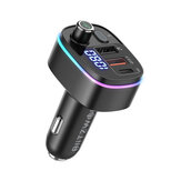 BlitzWolf® BW-BC2 bluetooth V5.0 FM Transmitter 18W PD + QC3.0 USB Car شاحن 7 ألوان RGB بإضاءة خلفية ضوء LED رقمي عرض راديو لاسلكي محول HiFi موسيقى Play Car Kit مع ميكروفون مكالمات حر 