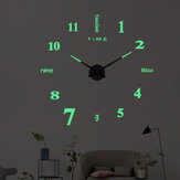 Horloge murale 3D DIY de 27/37/47 pouces. Silencieuse, grande, en quartz lumineux pour la nuit.