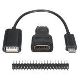 3 az 1-ben Mini HD-HD adapter   Micro USB-USB női tápkábel   40P tűs készlet a Raspberry Pi Zero számára