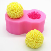 Flexible 3D Rose Flower Ball Mould Soft Silicone Soap Candle Making DIY Mold 