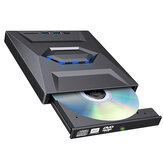 Lecteur DVD externe DeepFox USB3.0 avec câble Type-C - Graveur optique portable CD RW pour ordinateur portable et de bureau