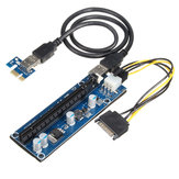 006C 6Pin PCIe PCI 1x до 16x Express Riser Card USB 3.0 4 Емкостная емкость 60CM