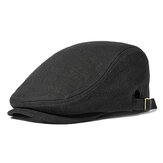 Men Linen Solid Beret Caps Adjustable Casual Outdoor Sunshade Visor Hat