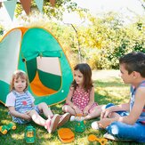 طقم تجهيزات خيمة للتخييم للأطفال بخيمة للعب مع ألعاب شواء وأدوات تخييم تظاهرية للأولاد والبنات للاستخدام الداخلي والخارجي