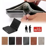 Portafoglio da uomo in fibra di carbonio con anti-scanner RFID, miniatura, con chiusura automatica e scomparto per carte di credito in alluminio