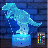 USB/バッテリー駆動 3D 子供用ナイトライト ランプ 恐竜おもちゃ 男の子 16色変化 LED リモコン+ベース クリスマスのデコレーション クリアランス クリスマスライト