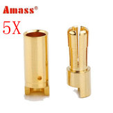 5 X Amass 5.5mm Altın Kaplama Bakır Banana Plug AM-1005 Erkek ve Dişi