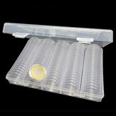 Caixa de armazenamento redonda de moedas de 27 mm 100PCS, aplicada caixa redonda portátil transparente