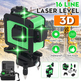 16 Lijn 360° Horizontaal Verticaal Kruis 3D Groene Licht Laser Niveau Zelfnivellerende Maat Super Krachtige Laserstraal met Twee Batterijen