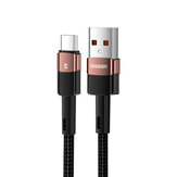 ESSAGER 6A كابل USB-A إلى USB-C QC VOOC SCP MTK PE AFC شحن سريع نقل البيانات الأساسية الألياف النواة الخط 0.5M/1M/2M طويل لـ Huawei Mate50 ، OPPO Find X5 Pro ، Mi 11