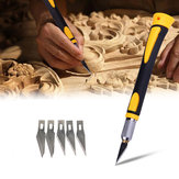 Wood Carving Tool Sharp Non-slip Handle Crafts Art Hobby Sculpture Cutter Tool with 5Pcs Blades