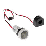 3 stk hvitt lys 2i1 22mm AC50-500V 0-100A Amp Voltmeter Ammeter Spenningsstrømmåler med CT Au23