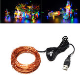USB Powered 10M 100LEDs Colorful Cobre Alambre Fairy String Light para Navidad DC5V