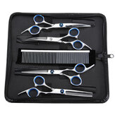7Pcs/Lot Dog Cat Grooming Scissors Set Straight Curved Cutting Thinning Shears Kit Puppy Hair Trimmer Pet Beauty