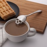 Colher de aço inoxidável em forma de crânio para mexer chá, café e açúcar 1 peça