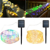 Luz de cuerda de alambre de cobre para Navidad, impermeable con energía solar, 120 LED y 8 modos