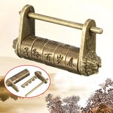 Chinese Retro Vintage Old Style Lock Password Brass Carved Word Padlock 