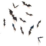 ハロウィンバットシール12個セットPVC 3D装飾的な怖いコウモリ壁シール、ハロウィンイヴデコレーション、ホームウィンドウデコレーション