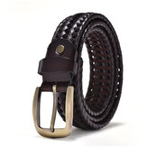 Original 
            JASSY 105-125cm Breathable Men’s Leather Handwoven Vintage Casual Pin Buckle Hollow Belt