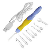 9 em 1 intercambiável USB LED Crochê Gancho Agulha de tricô kit de ferramentas para artesanato