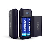 XTAR PB2 Rapid Smartphone Power Bank & Versteckt LCD Display 18650 Batterie Ladegerät 2Slots USB Kabel