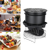 9inch 12pcs/Set Air Fryer With Baking Pad Pot Silicone Mat BBQ Grill Pan Multi-Purpose Cooking Accessories