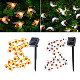 Luz de hadas de abeja negra y amarilla impermeable de 5M con energía solar y 20 LED para fiestas en el jardín y Navidad