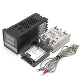متحكم حرارة REX-C100 الرقمي 0 إلى 400℃ + جهاز استشعار K + مفتاح SSR 25 أمبير