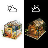 Robotime Miniatur Grüner Garten mit Möbeln Kinder Erwachsene Modellbausätze Puppe Haus