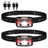 SGODDE 2PCS Five Modes Induction Headlamp Smart Sensor USB Rechargeable IPX65 Waterproof Super Bright Outdoor Cycling Lighting Headlamp