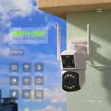Cámara IP WiFi a prueba de agua con almacenamiento en la nube con detección de movimiento ESCAM PT210 2x3MP de lente doble, perspectivas dobles, audio bidireccional y visión nocturna.