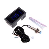 Tacômetro LED digital de 4 dígitos de 8-24V DC para medir RPM com sensor de proximidade Hall NPN, 10-9999RPM