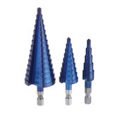 Conjunto de 3 brocas escalonadas com haste hexagonal de 1/4 polegadas revestidas com nanocamada azul, tamanho 4-12/4-12/4-32 mm