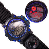 Zegarek survivalowy 7 w 1 Camping wielofunkcyjny kompas Data Alarm Bransoletka Paracord Podświetlenie LED Gadżet Narzędzie EDC