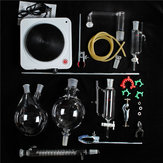 Glass Steam Distillation Lab Apparatus Essential Oil Extraction Kit 1500mW Stove Coil Condenser