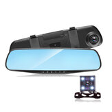 Câmera de painel de carro de 4,3 polegadas com espelho retrovisor, gravador de vídeo DVR e câmera de visão traseira em 1080P