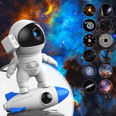 LED Astronaut Rocket Projector Galaxy Night Light 360° Rotating Focus Nebula Timing Astronaut Ambiance Night Light