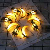 10 darab akkumulátor működtetésű Moon Shape Eid Ramadan Iszlám LED String Light Beltéri otthoni Party Dekor