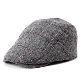 Mens Grid Blank Newsboy Peaked Cap Adjustable Warm Hat