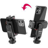 Ulanzi ST-06S Clipe de telefone com duas sapatas frias Smartphone de tiro vertical braçadeira Suporte Suporte para tripé Suporte para câmera DSLR para fotografia de transmissão ao vivo Vlog
