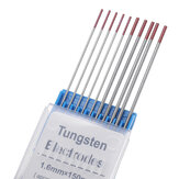 Conjunto de 10 electrodos de tungsteno para soldadura TIG WT20 de 1,0 / 1,6x150mm con punta roja