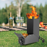 Réchaud pliant portable en acier inoxydable GL Black Titanium Rocket pour la randonnée, le camping, le barbecue et le pique-nique