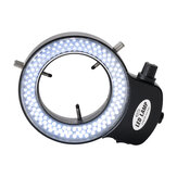 HAYEAR Luz de anel iluminadora ajustável 6500K 144 LED para lente de microscópio estéreo de indústria, câmeras e lupa com adaptador 110V-240V