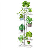 Scaffale a scala in metallo nero/bianco per piante a 7 livelli, ideale per l'esterno e l'interno, per mostrare i vasi da fiore nel giardino
